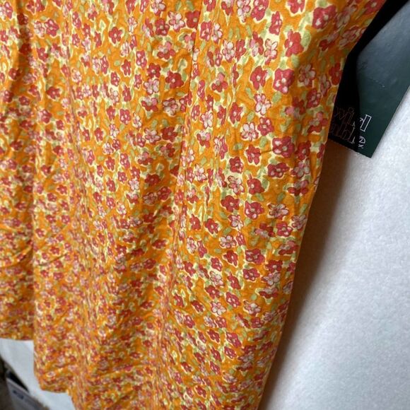 Wild Fable Sleeveless Floral Woven Bodycon Mini Dress Square Neck Cutout Orange - Picture 5 of 15